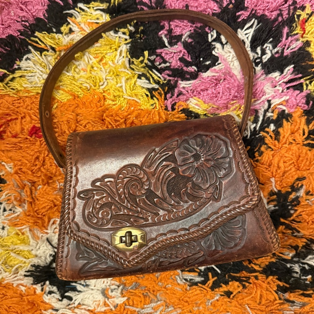 Vintage Tooled Leather Bag